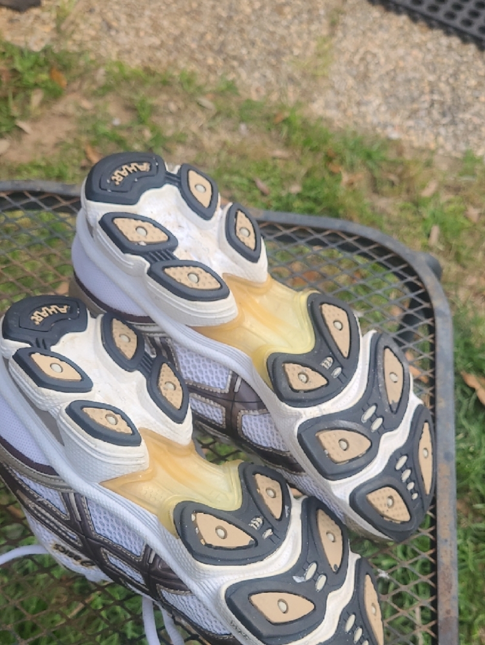 Asics White and Brown Mesh Running Shoes - Picture 9 of 9